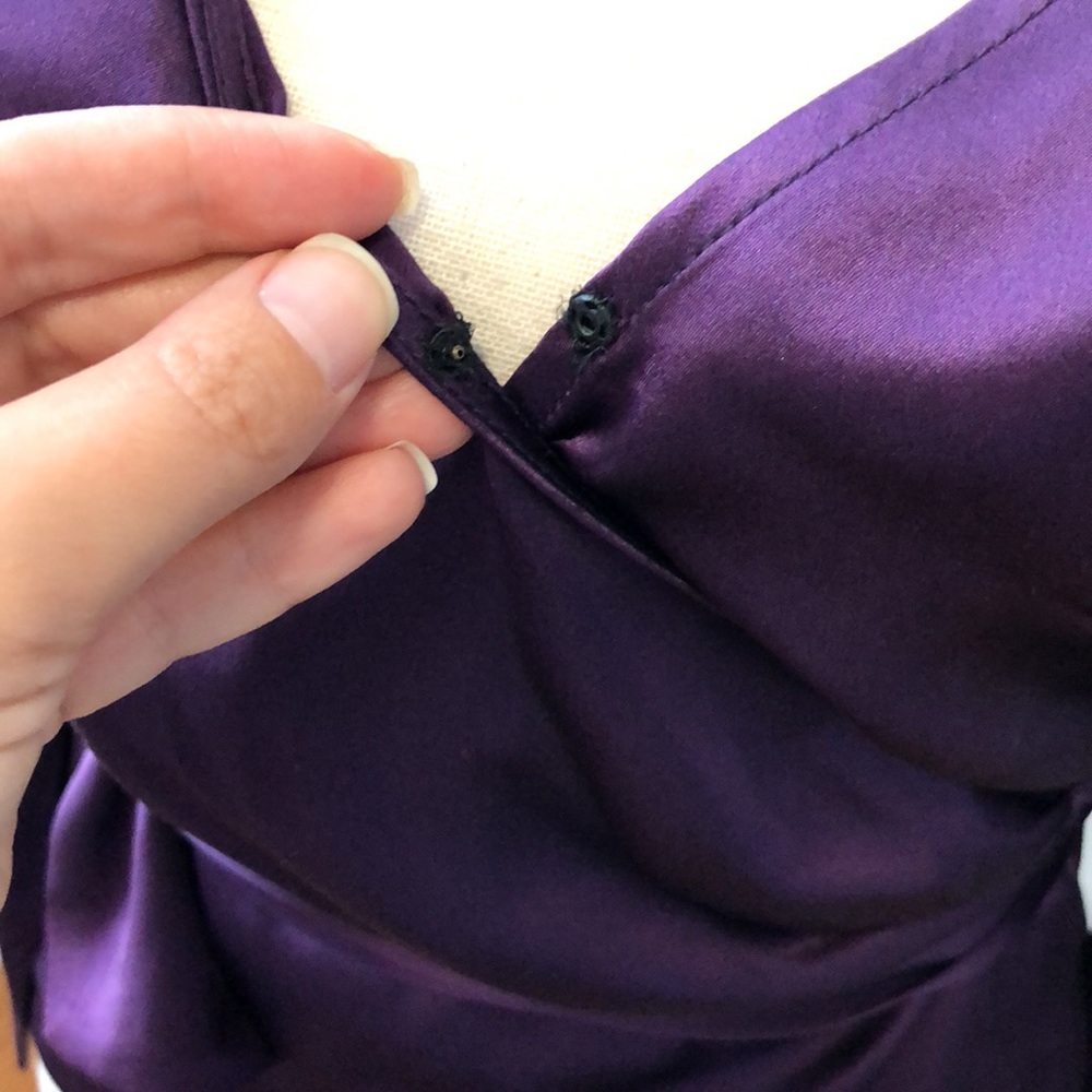 Diane Von Furstenberg 100% silk Purple Wrap Blouse 4 - Picture 6 of 16